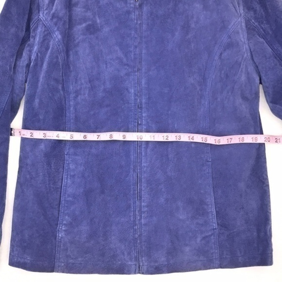 Chico’s Blue Suede Leather Coat - Picture 3 of 7